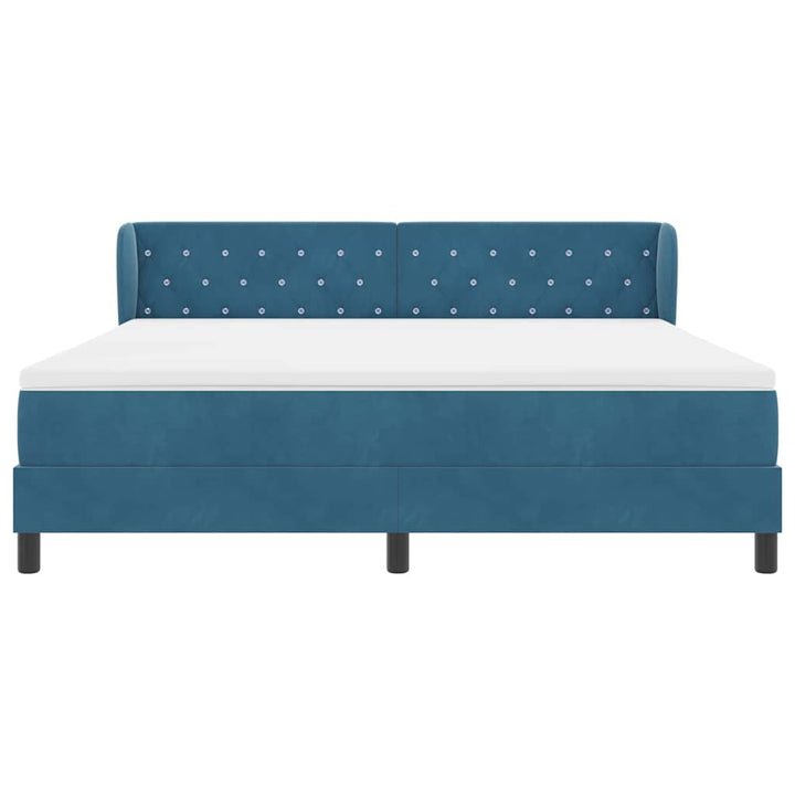 Box spring seng med hovedgærde Mørkeblå 180 x 200 cm Fløjl