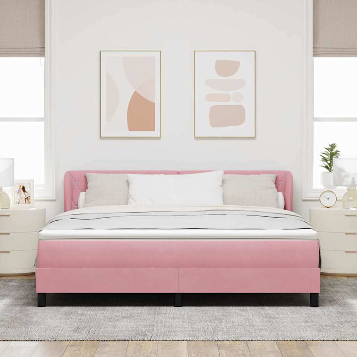 Box spring seng med hovedgærde Lyserød 180 x 200 cm Fløjl