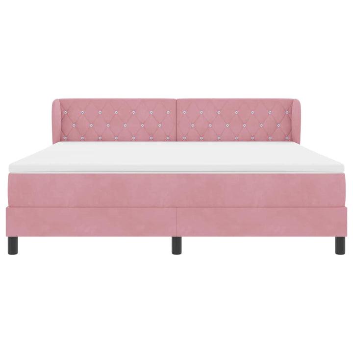Box spring seng med hovedgærde Lyserød 180 x 200 cm Fløjl