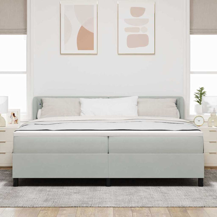 Box spring seng med madras Lysegrå 200 x 200 cm Fløjl