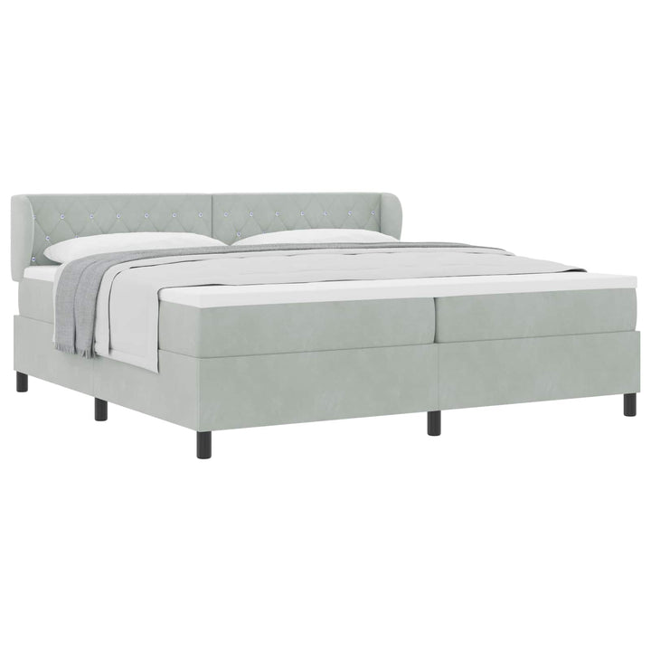 Box spring seng med madras Lysegrå 200 x 200 cm Fløjl