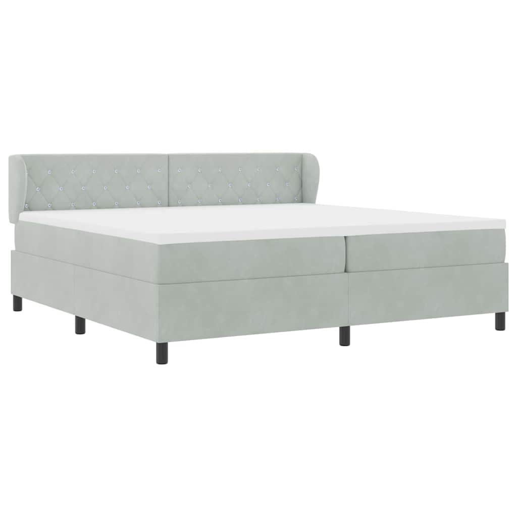 Box spring seng med madras Lysegrå 200 x 200 cm Fløjl