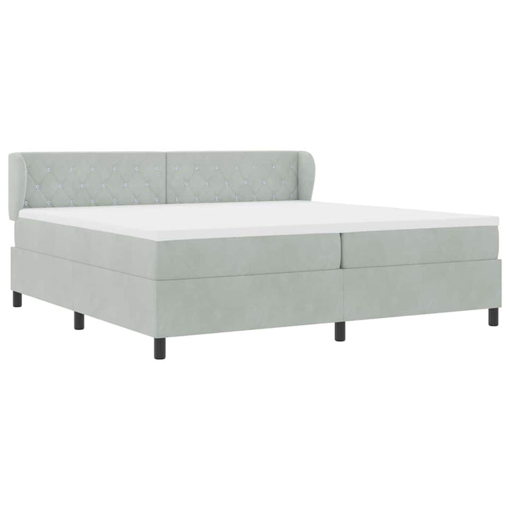 Box spring seng med madras Lysegrå 200 x 200 cm Fløjl