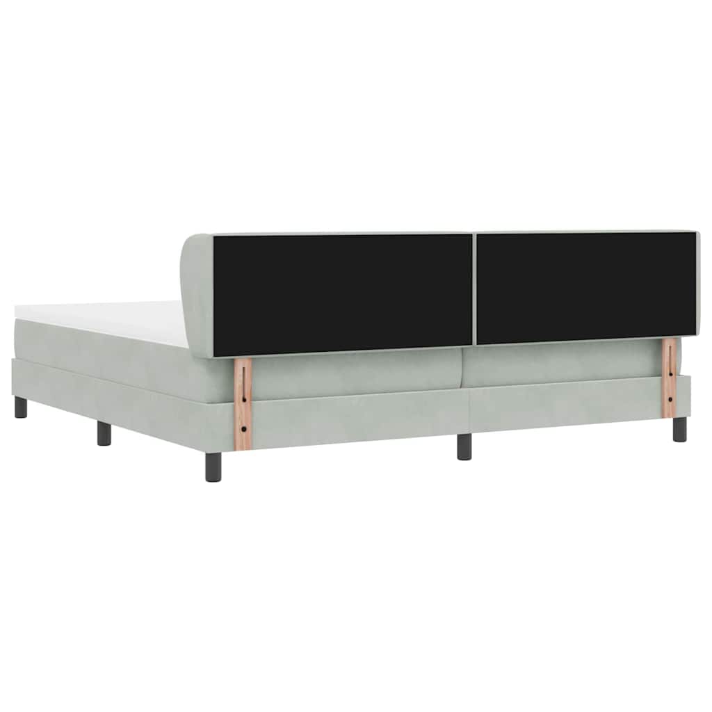 Box spring seng med madras Lysegrå 200 x 200 cm Fløjl