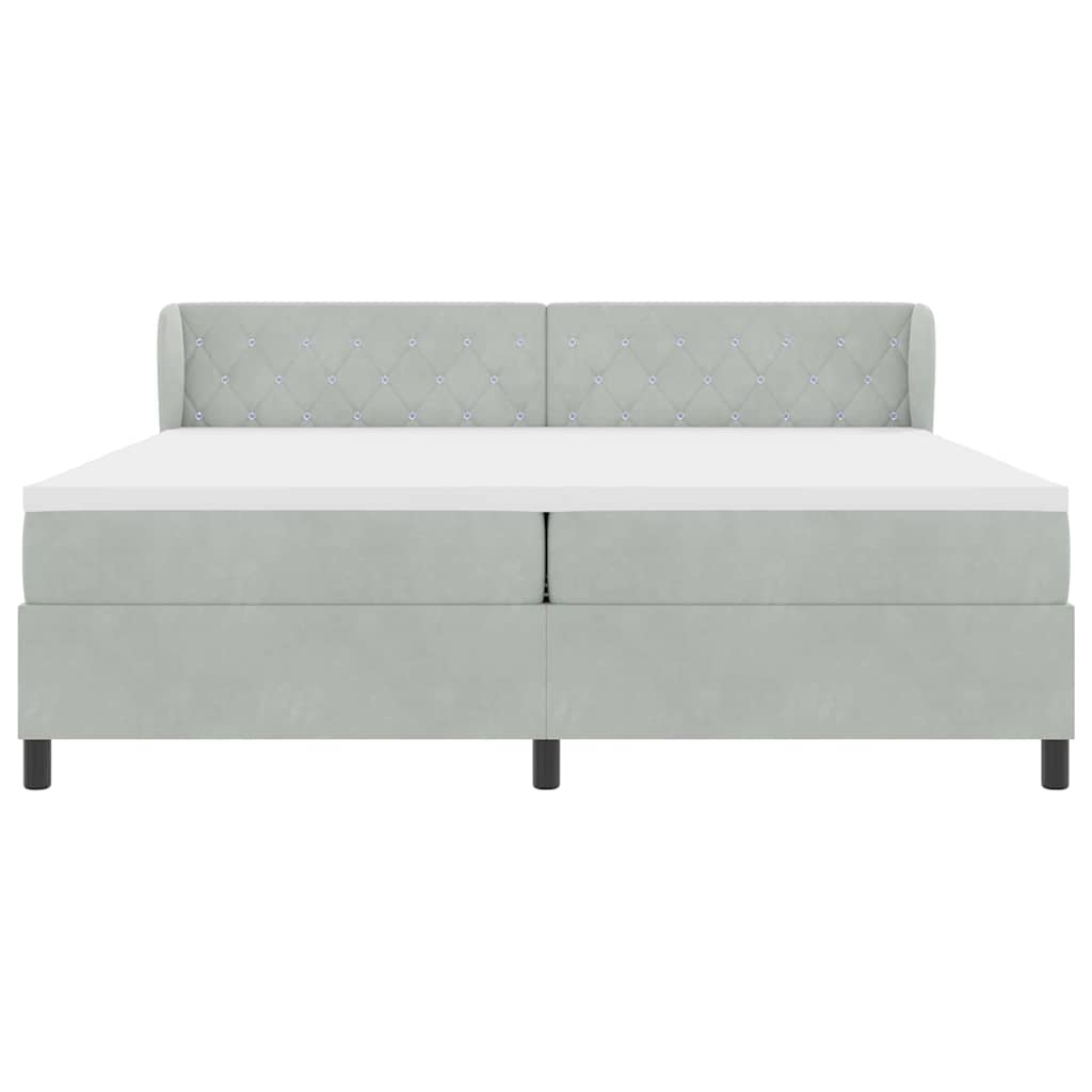 Box spring seng med madras Lysegrå 200 x 200 cm Fløjl