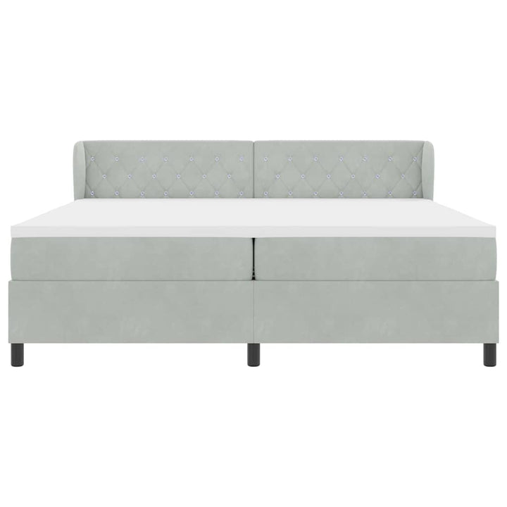 Box spring seng med madras Lysegrå 200 x 200 cm Fløjl