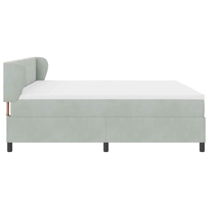 Box spring seng med madras Lysegrå 200 x 200 cm Fløjl