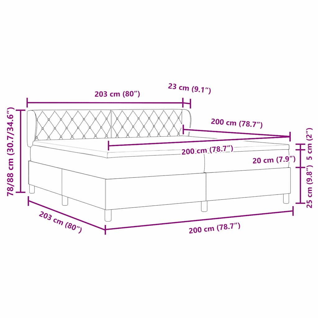 Box spring seng med madras Lysegrå 200 x 200 cm Fløjl