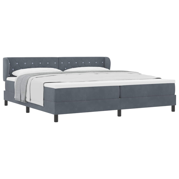 Box spring seng med madras Mørkegrå 200 x 200 cm Fløjl