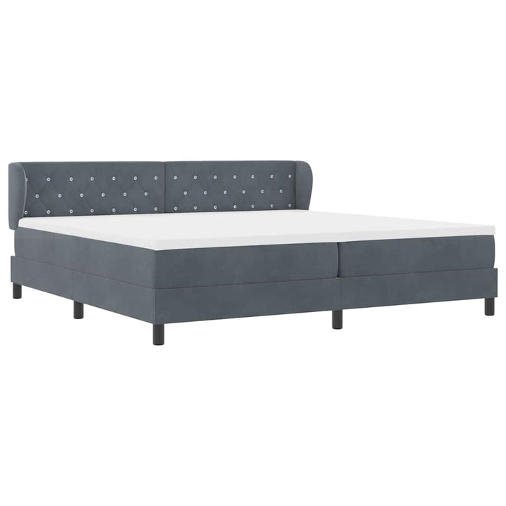 Box spring seng med madras Mørkegrå 200 x 200 cm Fløjl