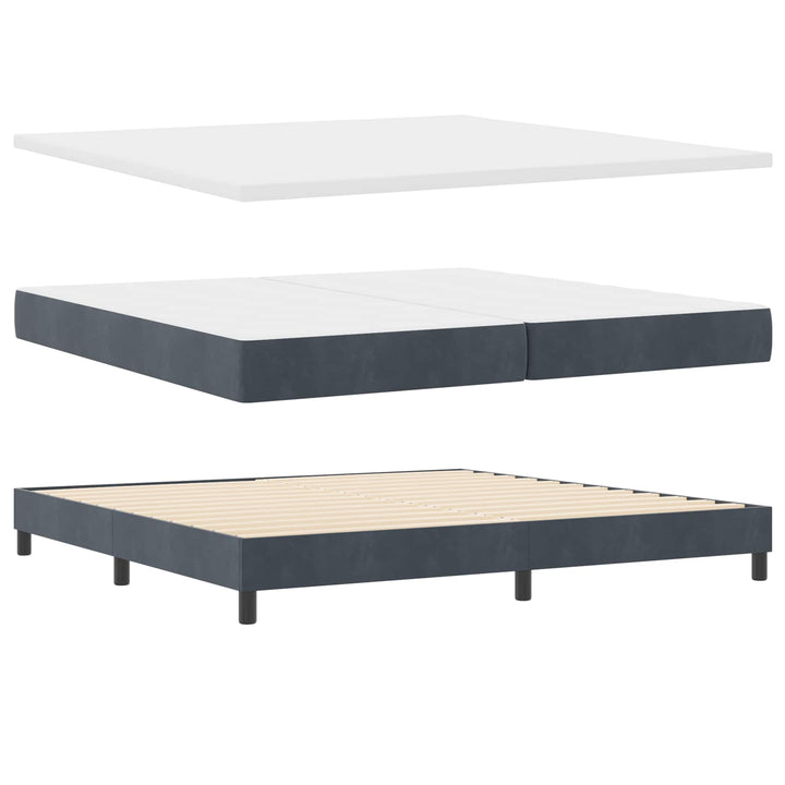 Box spring seng med madras Mørkegrå 200 x 200 cm Fløjl