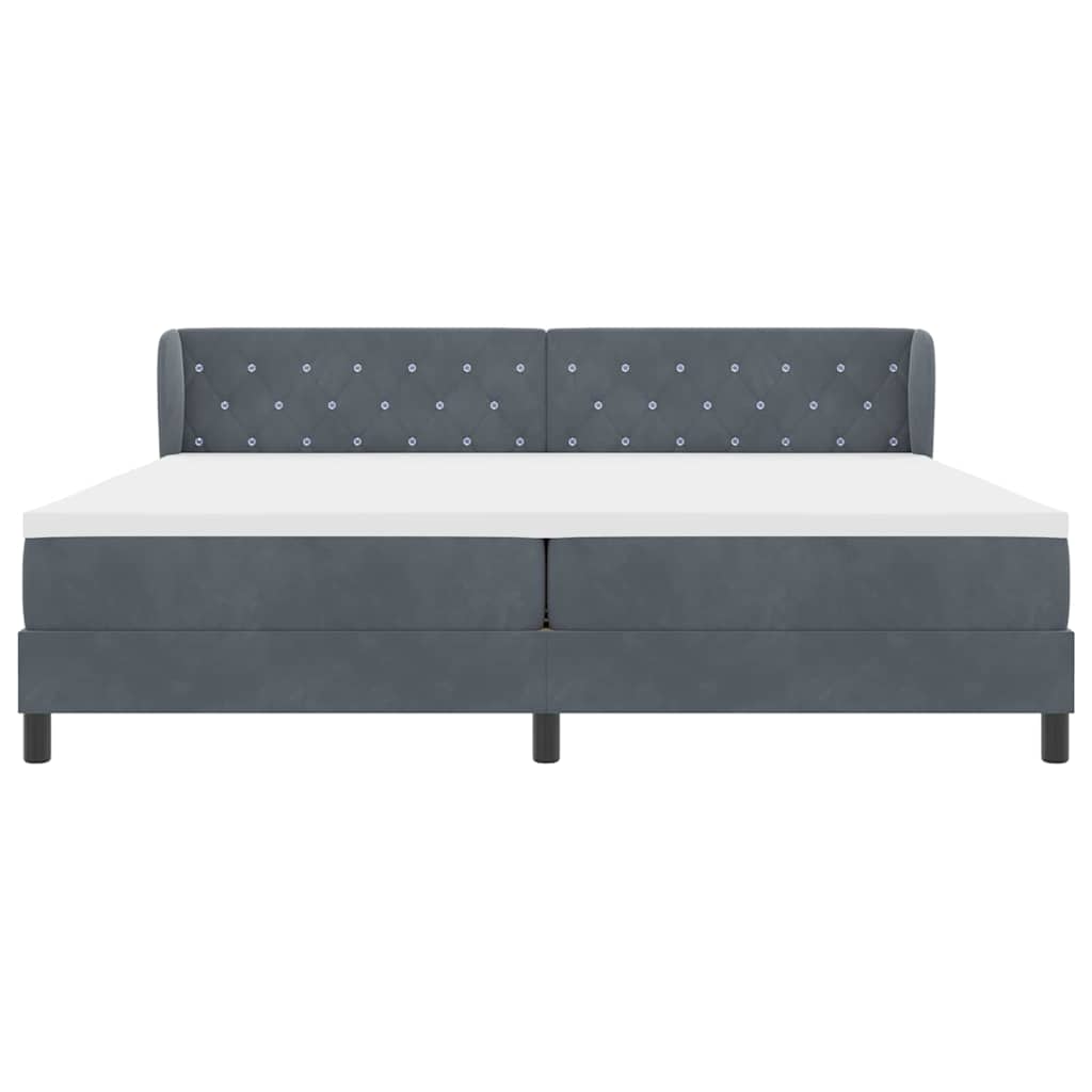 Box spring seng med madras Mørkegrå 200 x 200 cm Fløjl