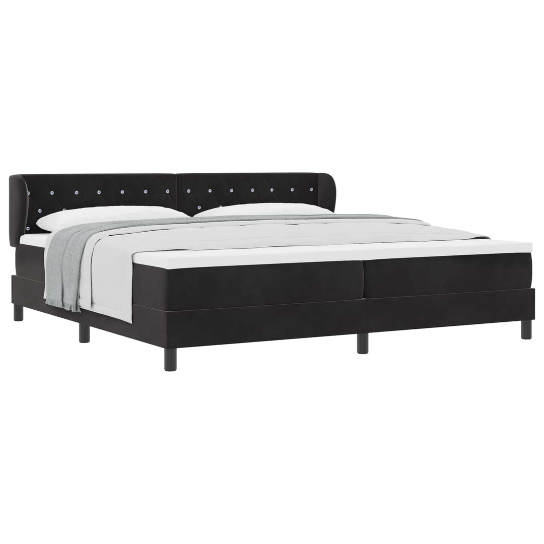 Box spring seng med madras Sort 200 x 200 cm Fløjl