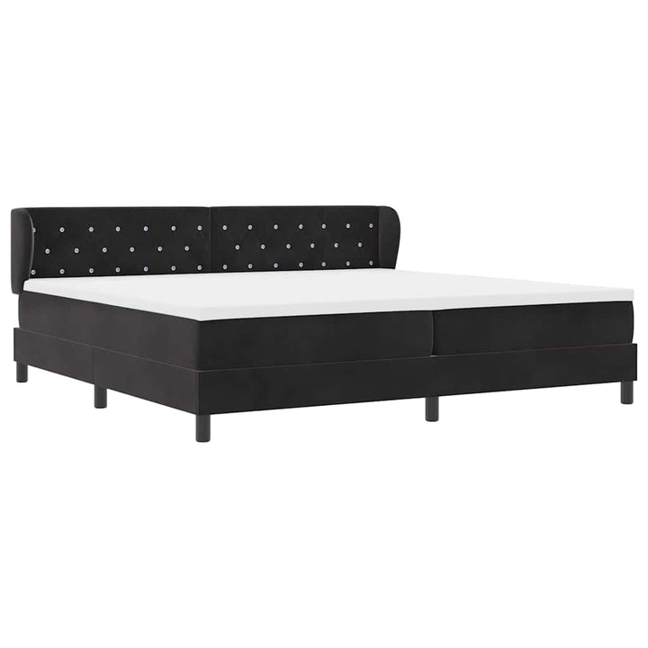 Box spring seng med madras Sort 200 x 200 cm Fløjl