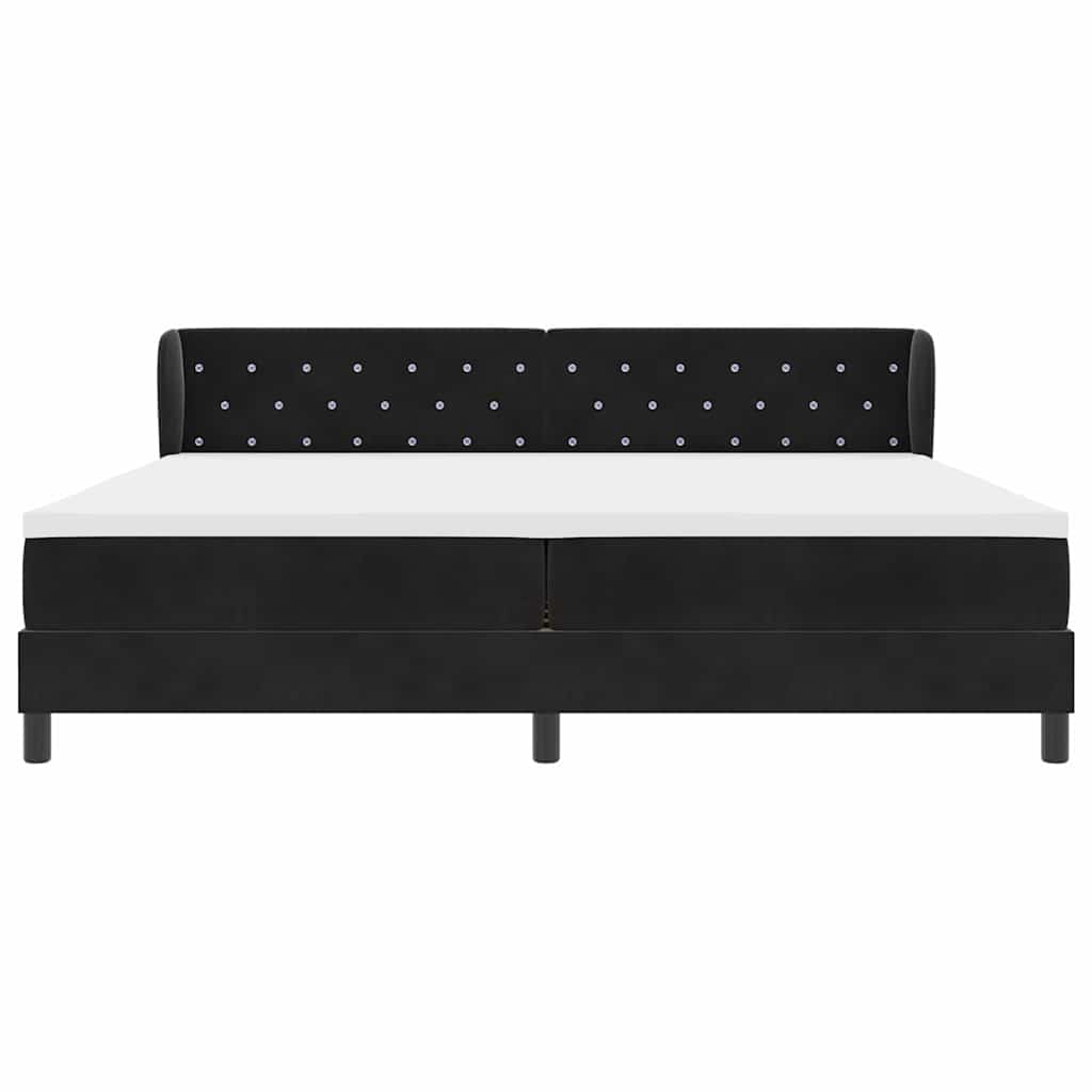 Box spring seng med madras Sort 200 x 200 cm Fløjl