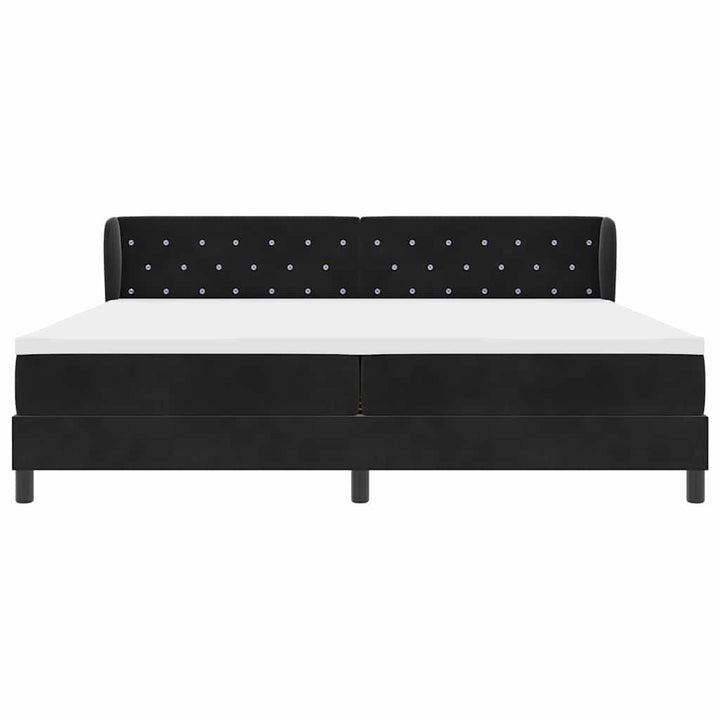 Box spring seng med madras Sort 200 x 200 cm Fløjl