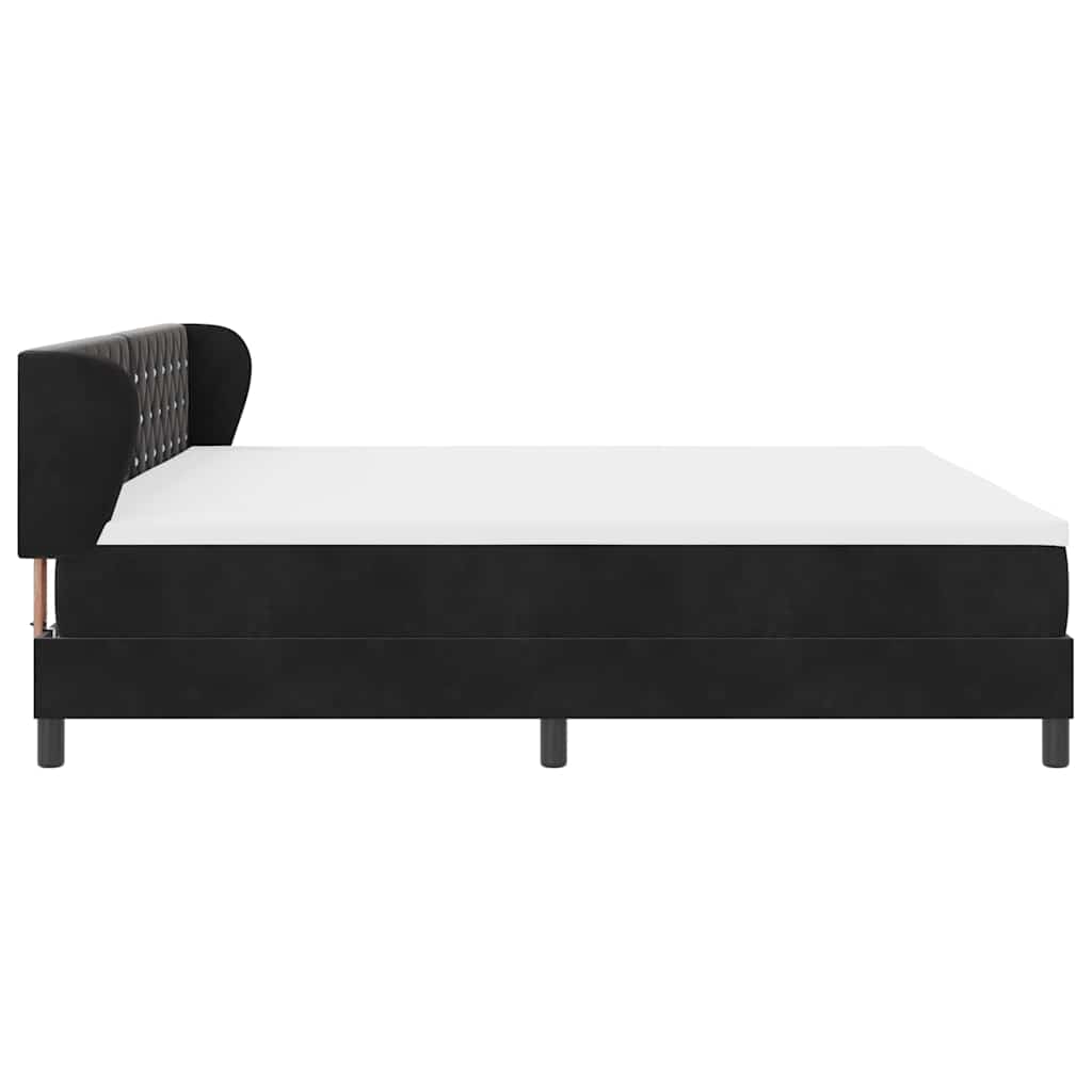 Box spring seng med madras Sort 200 x 200 cm Fløjl