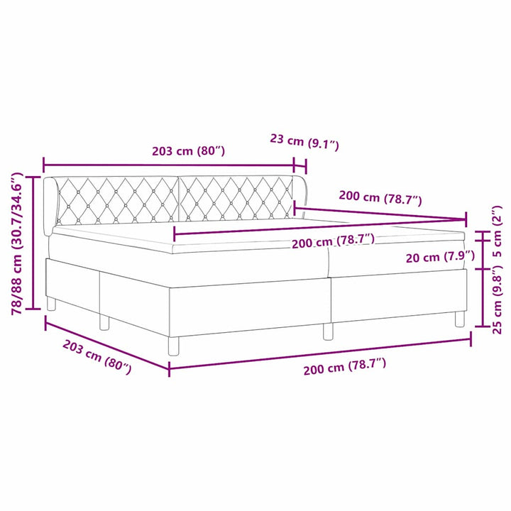 Box spring seng med madras Sort 200 x 200 cm Fløjl