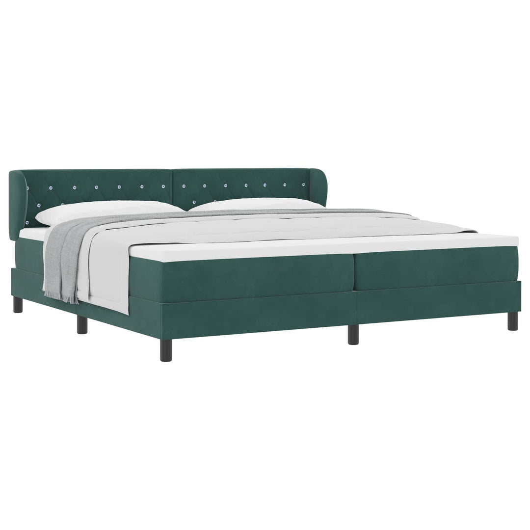 Box spring seng med madras Mørkegrøn 200 x 200 cm Fløjl