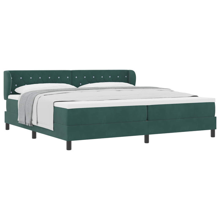 Box spring seng med madras Mørkegrøn 200 x 200 cm Fløjl