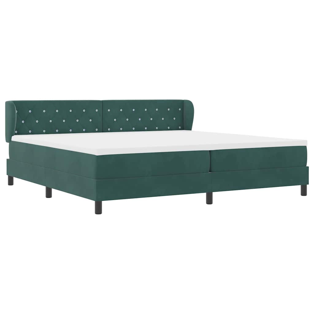 Box spring seng med madras Mørkegrøn 200 x 200 cm Fløjl