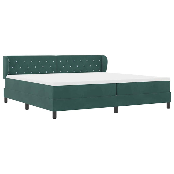 Box spring seng med madras Mørkegrøn 200 x 200 cm Fløjl