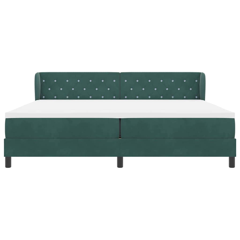 Box spring seng med madras Mørkegrøn 200 x 200 cm Fløjl