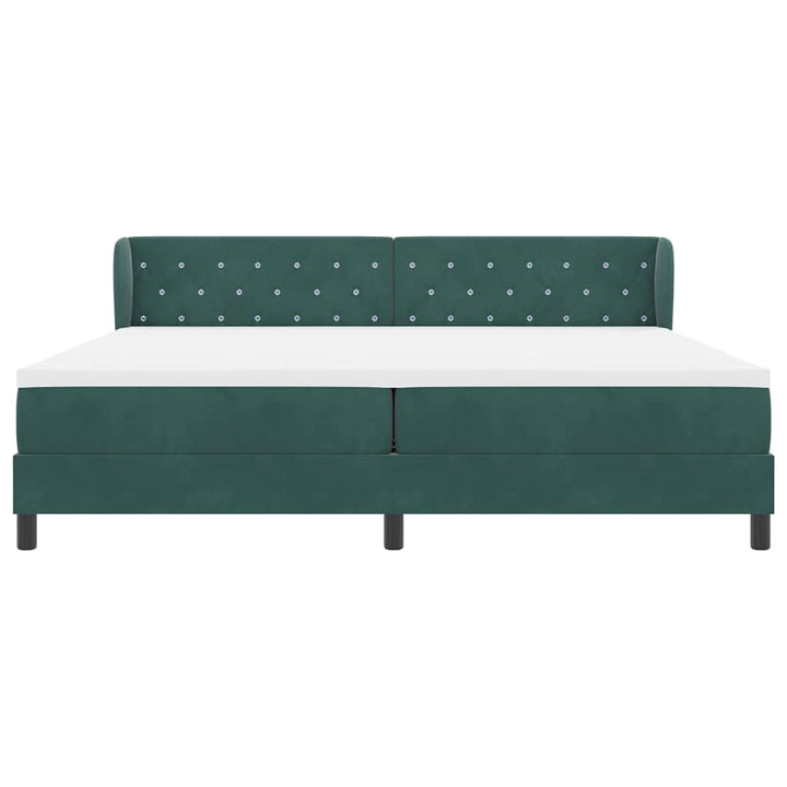 Box spring seng med madras Mørkegrøn 200 x 200 cm Fløjl