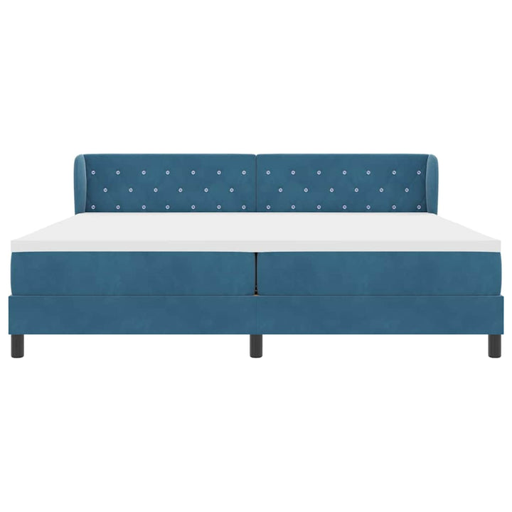 Box spring seng med madras Mørkeblå 200 x 200 cm Fløjl