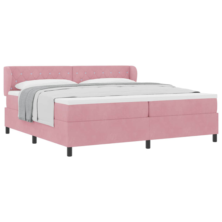 Box spring seng med hovedgærde Lyserød 200 x 200 cm Fløjl