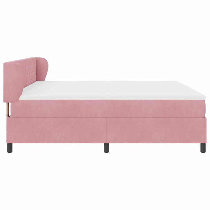 Box spring seng med hovedgærde Lyserød 200 x 200 cm Fløjl
