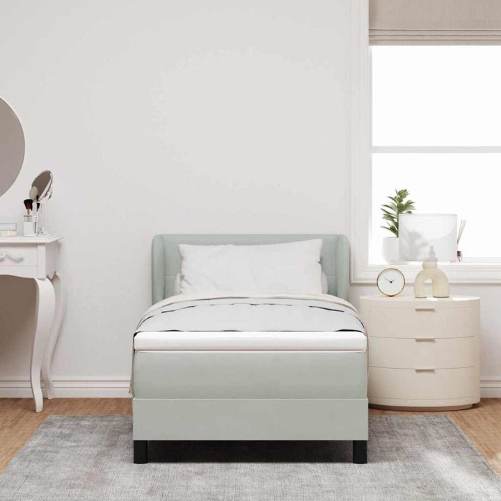 Box spring seng med hovedgærde Lysegrå 80 x 200 cm Fløjl