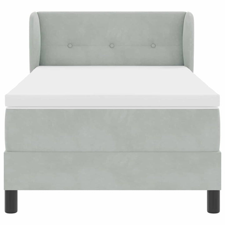 Box spring seng med hovedgærde Lysegrå 80 x 200 cm Fløjl