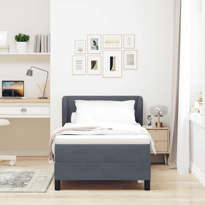 Box spring seng med hovedgærde Mørkegrå 80 x 200 cm Fløjl