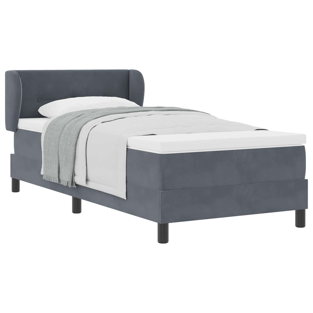 Box spring seng med hovedgærde Mørkegrå 80 x 200 cm Fløjl