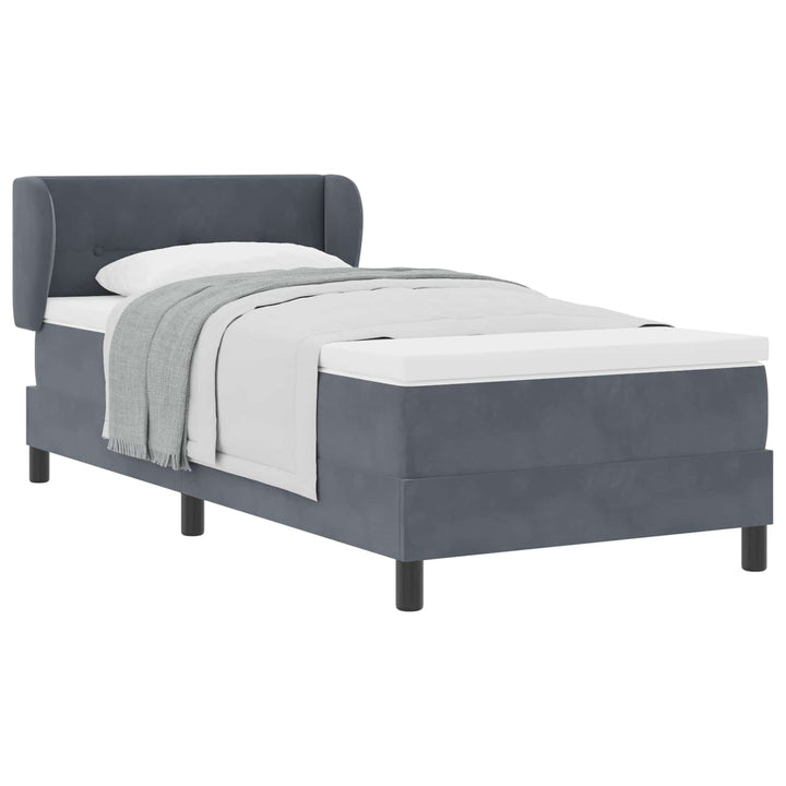 Box spring seng med hovedgærde Mørkegrå 80 x 200 cm Fløjl