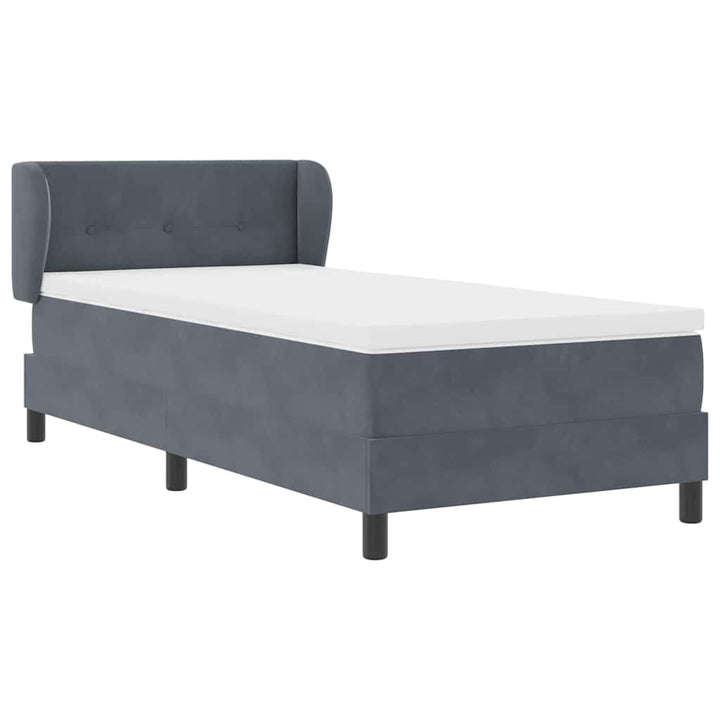 Box spring seng med hovedgærde Mørkegrå 80 x 200 cm Fløjl