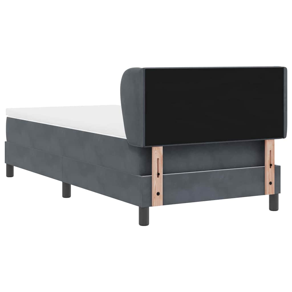 Box spring seng med hovedgærde Mørkegrå 80 x 200 cm Fløjl