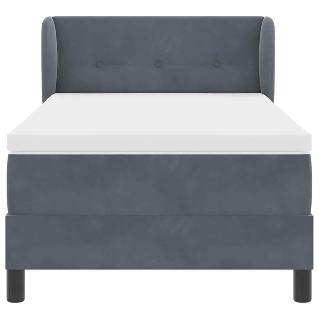 Box spring seng med hovedgærde Mørkegrå 80 x 200 cm Fløjl