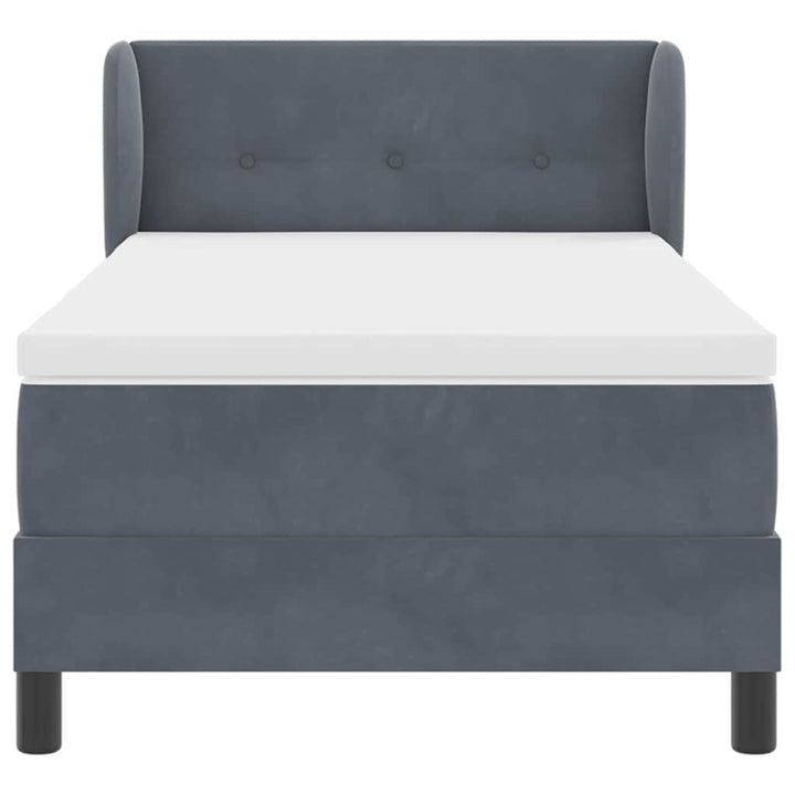 Box spring seng med hovedgærde Mørkegrå 80 x 200 cm Fløjl