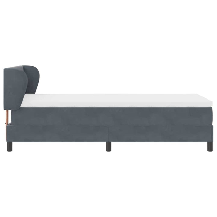 Box spring seng med hovedgærde Mørkegrå 80 x 200 cm Fløjl