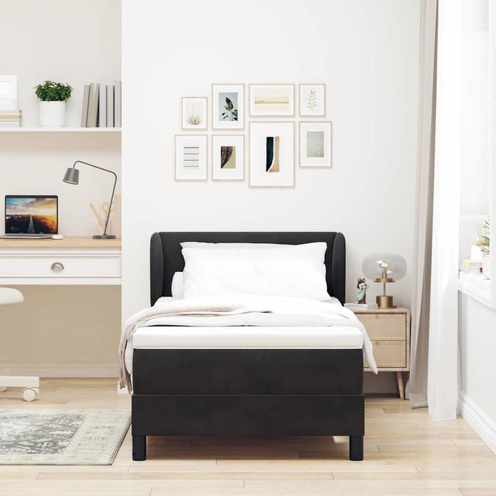 Box spring seng med hovedgærde Sort 80 x 200 cm Fløjl