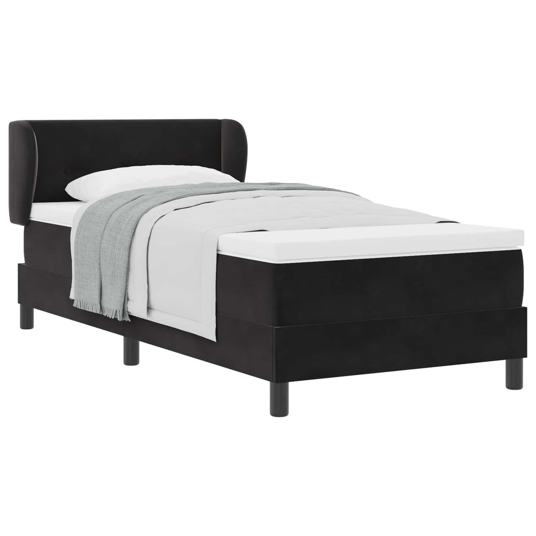 Box spring seng med hovedgærde Sort 80 x 200 cm Fløjl