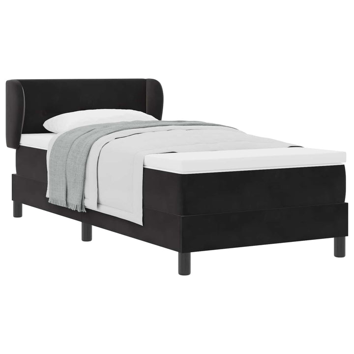 Box spring seng med hovedgærde Sort 80 x 200 cm Fløjl