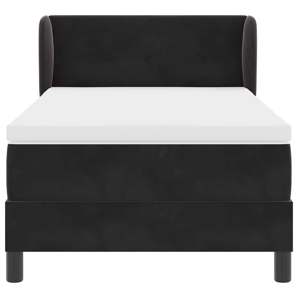 Box spring seng med hovedgærde Sort 80 x 200 cm Fløjl
