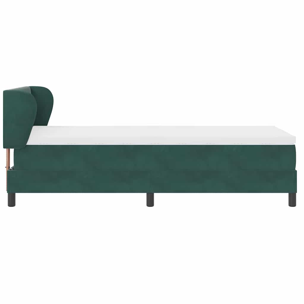 Box spring seng med hovedgærde Mørkegrøn 80 x 200 cm Fløjl