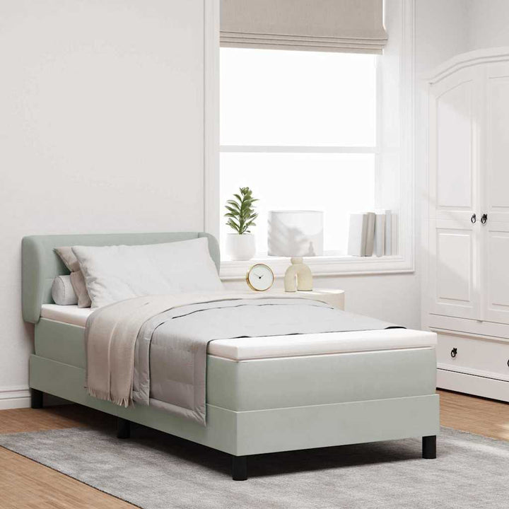 Box spring seng med hovedgærde Lysegrå 90 x 190 cm Fløjl