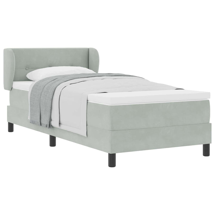 Box spring seng med hovedgærde Lysegrå 90 x 190 cm Fløjl
