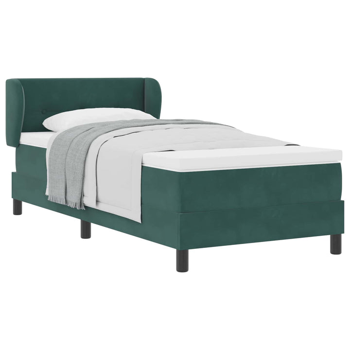 Box spring seng med hovedgærde Mørkegrøn 90 x 190 cm Fløjl
