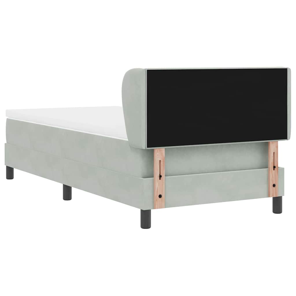 Box spring seng med hovedgærde Lysegrå 90 x 200 cm Fløjl